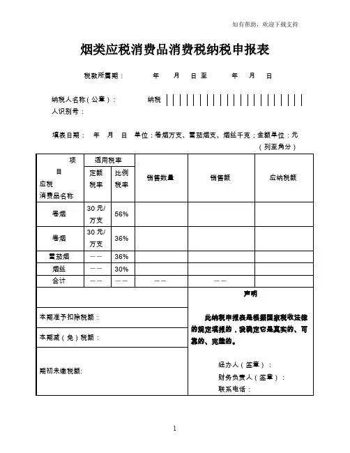 烟类应税消费品消费税纳税申报表