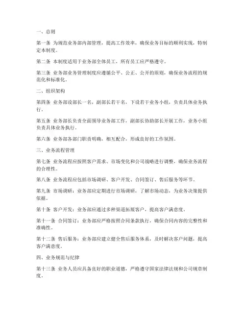 业务部业务管理制度模板