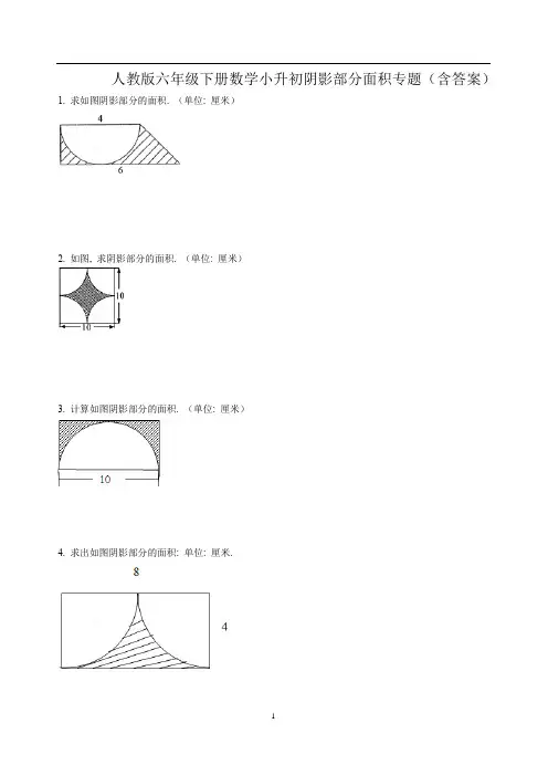 人教版六年级下册数学小升初阴影部分面积专题