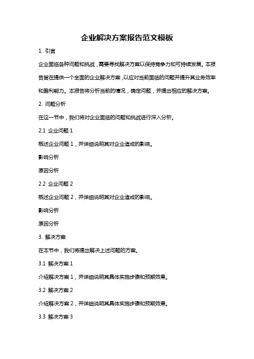 企业解决方案报告范文模板