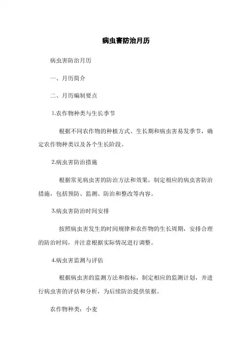 病虫害防治月历