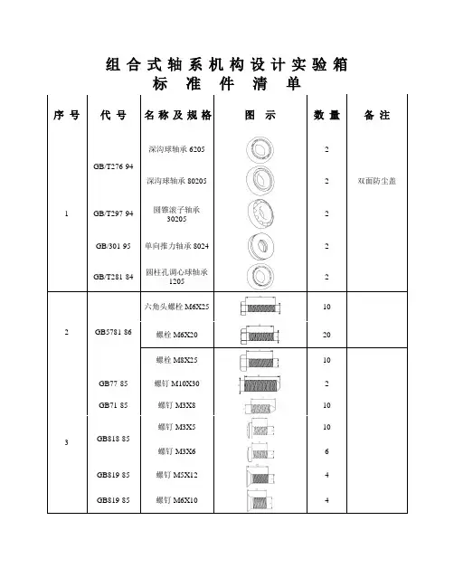 轴系零件清单2016.5.23