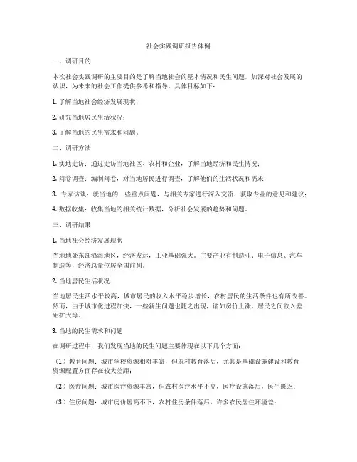 社会实践调研报告体例