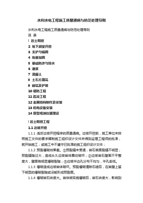 水利水电工程施工质量通病与防范处理导则