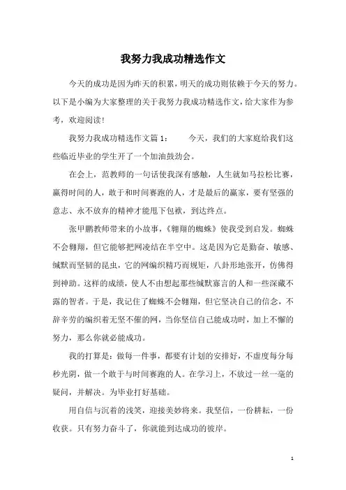 我努力我成功精选作文