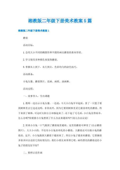 湘教版二年级下册美术教案5篇