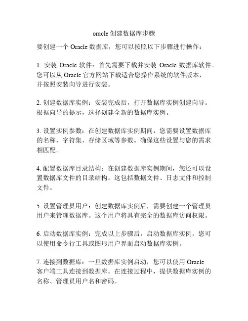 oracle创建数据库步骤