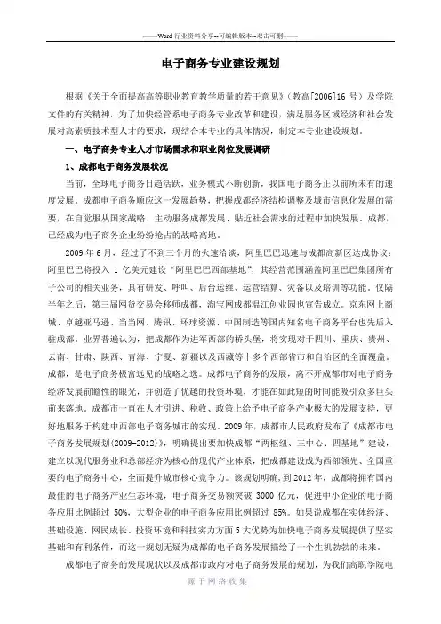 电子商务专业建设规划1