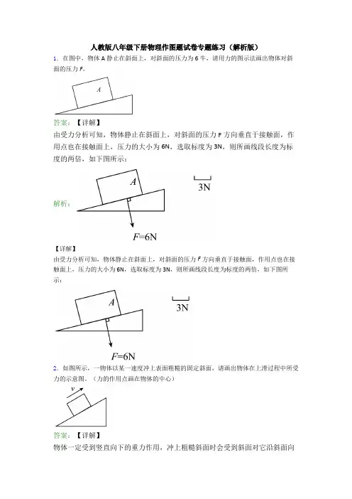 人教版八年级下册物理作图题试卷专题练习(解析版)