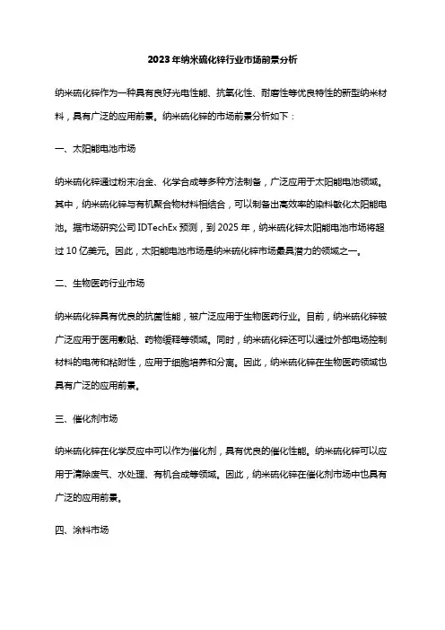 2023年纳米硫化锌行业市场前景分析