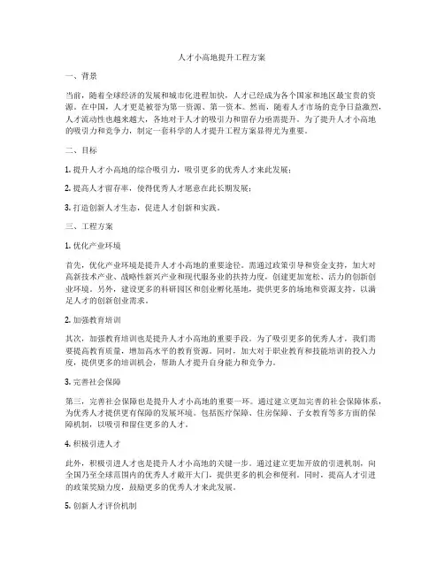 人才小高地提升工程方案