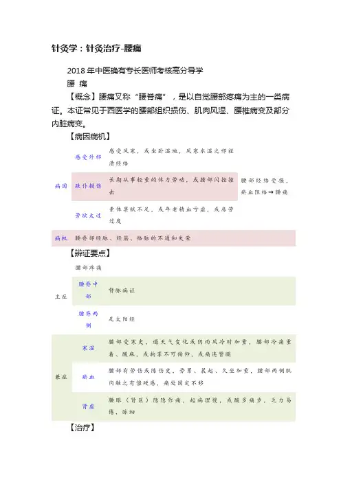 针灸学：针灸治疗-腰痛