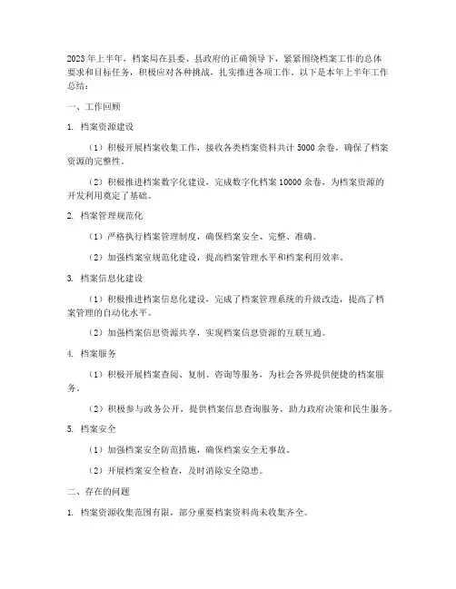 上半年工作总结_档案局
