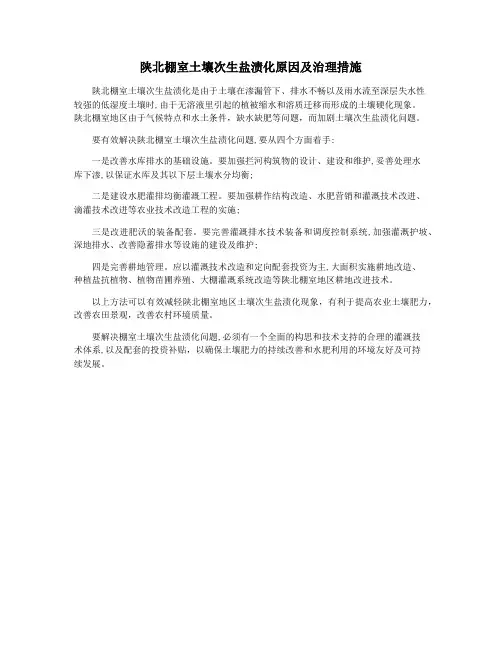 陕北棚室土壤次生盐渍化原因及治理措施