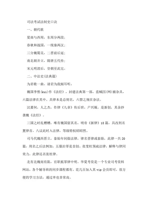 法制史背诵口决