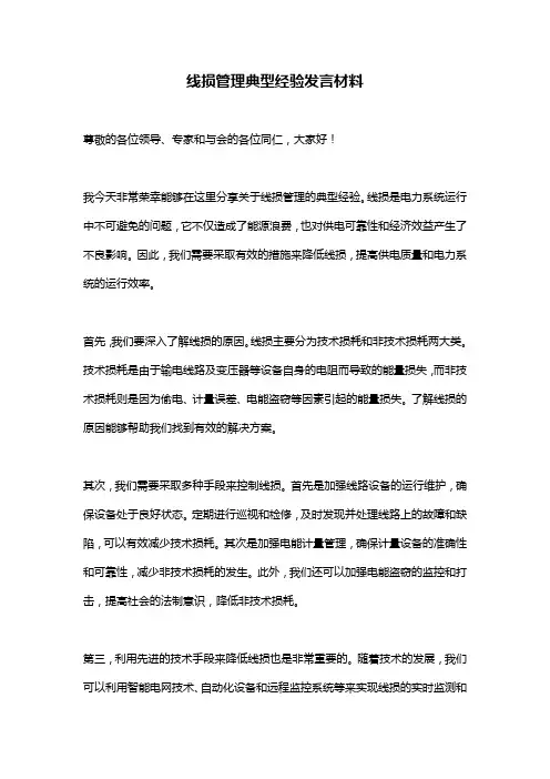 线损管理典型经验发言材料
