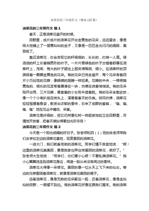 油菜花的三年级作文（精选123篇）