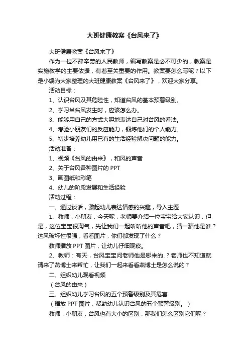 大班健康教案《台风来了》