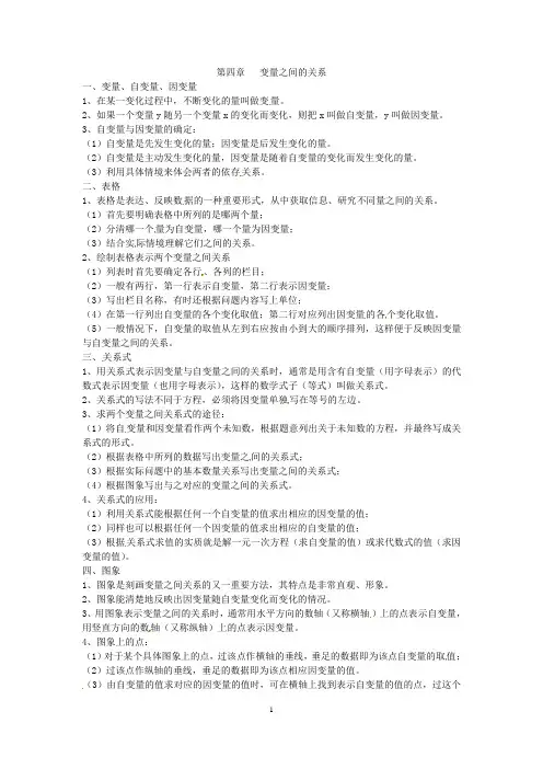 七年级数学下册第四章变量之间的关系重点知识汇总