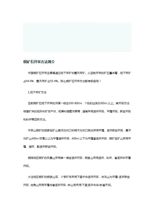 铜矿石开采方法简介[整理版]