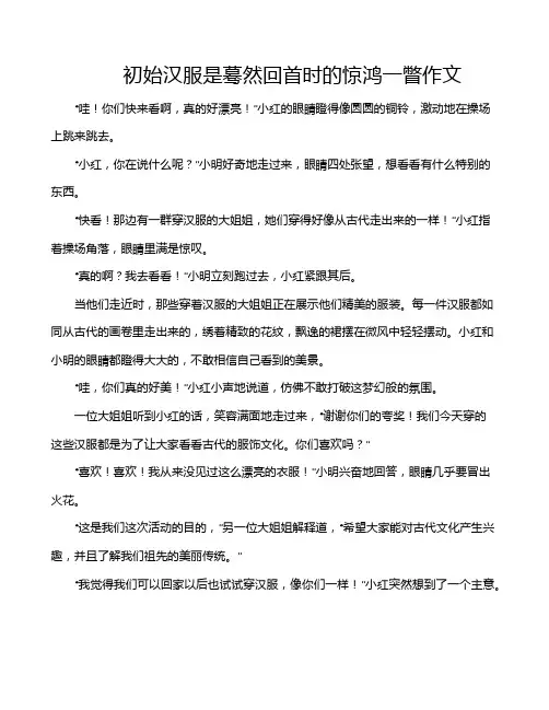 初始汉服是蓦然回首时的惊鸿一瞥作文