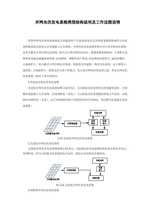 并网光伏发电系统类型结构说明及工作过程说明