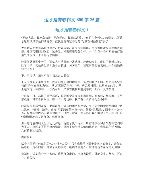 这才是青春作文800字25篇