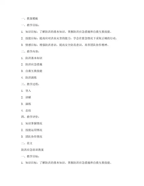 防洪应急培训教案模板及范文