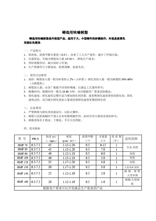 铸造用呋喃树脂新说明书1