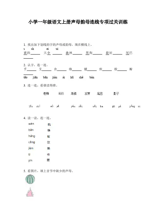 小学一年级语文上册声母韵母连线专项过关训练