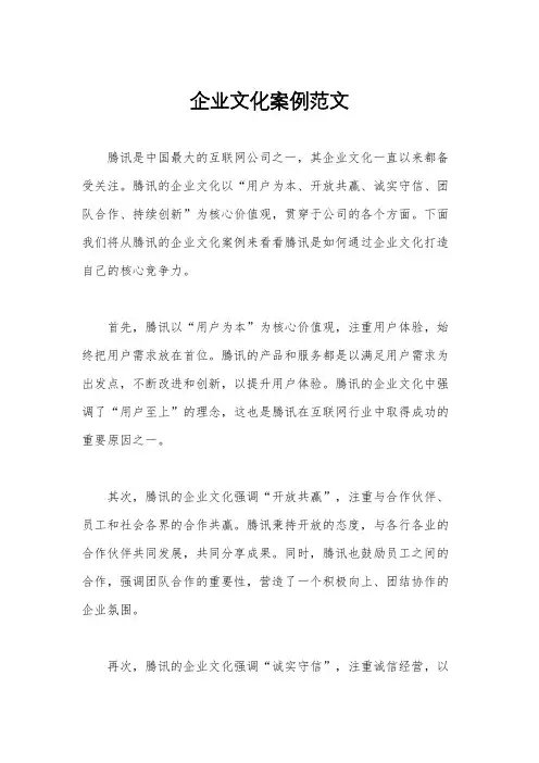 企业文化案例范文