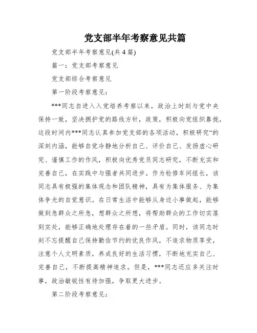 党支部半年考察意见共篇