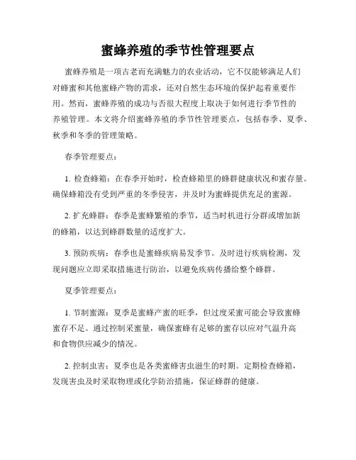 蜜蜂养殖的季节性管理要点