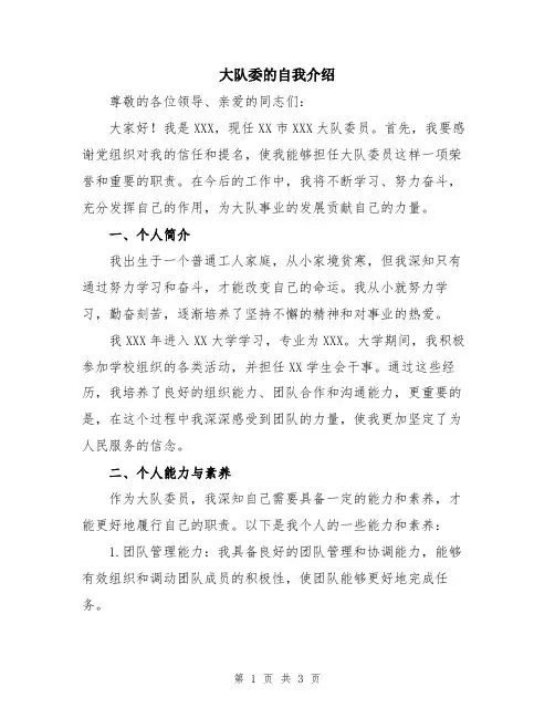 大队委的自我介绍