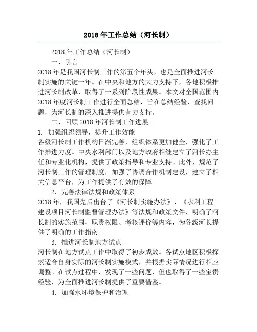 2018年工作总结(河长制)