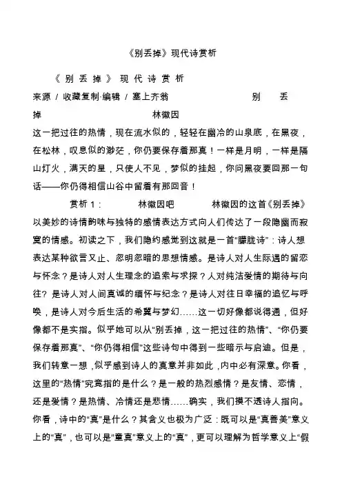《别丢掉》现代诗赏析