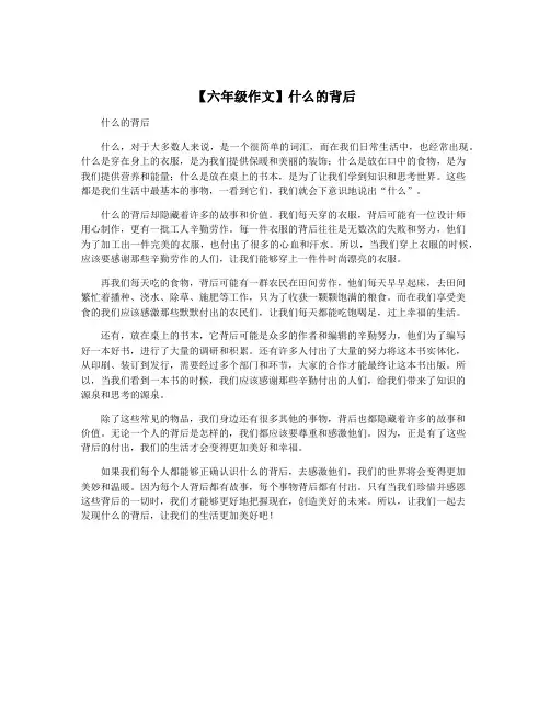【六年级作文】什么的背后
