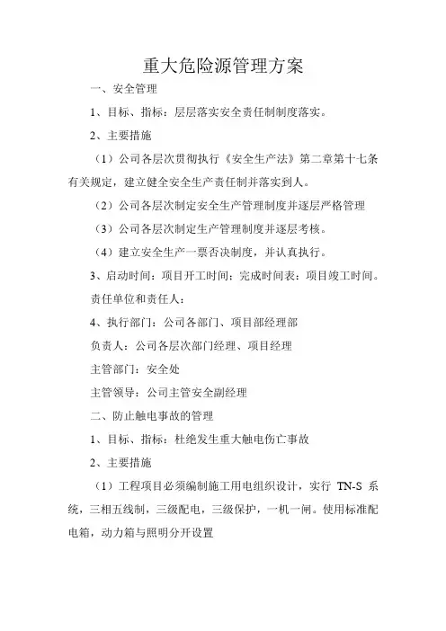 重大危险源管理方案)