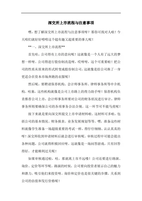 深交所上市流程与注意事项