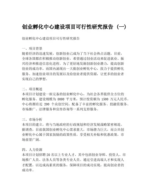 创业孵化中心建设项目可行性研究报告 (一)