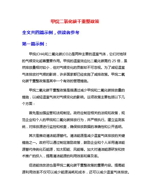 甲烷二氧化碳干重整政策