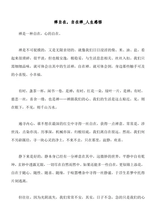 禅自在,自在禅_人生感悟