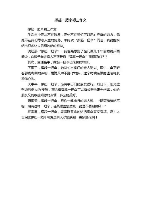 撑起一把伞初三作文