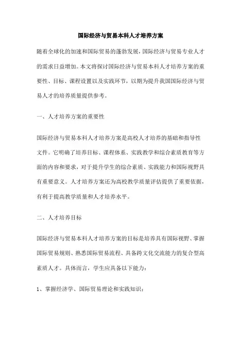 国际经济与贸易本科人才培养方案