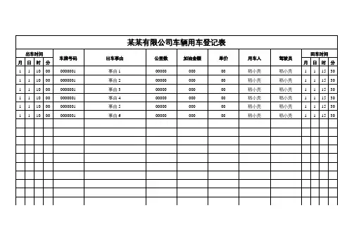 公司车辆用车登记表(含使用说明)