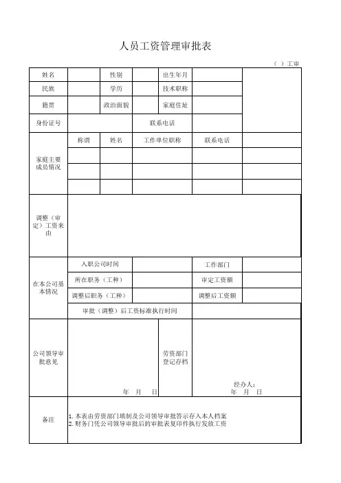 工资审批表