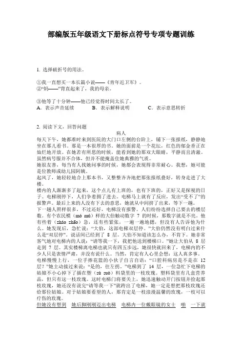 部编版五年级语文下册标点符号专项专题训练