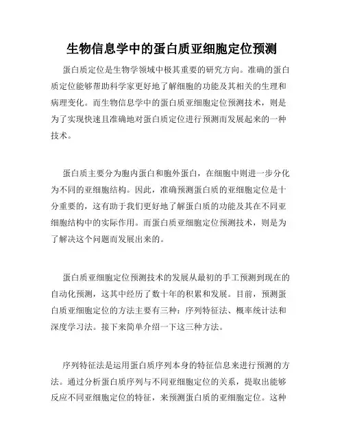 生物信息学中的蛋白质亚细胞定位预测