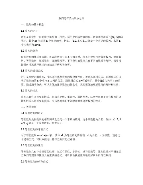数列的有关知识点总结