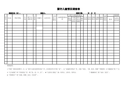 留守儿童情况统计表